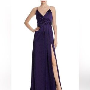 Jill Jill Stuart Satin Side-Slit Evening Gown Dress in Indigo Size 12